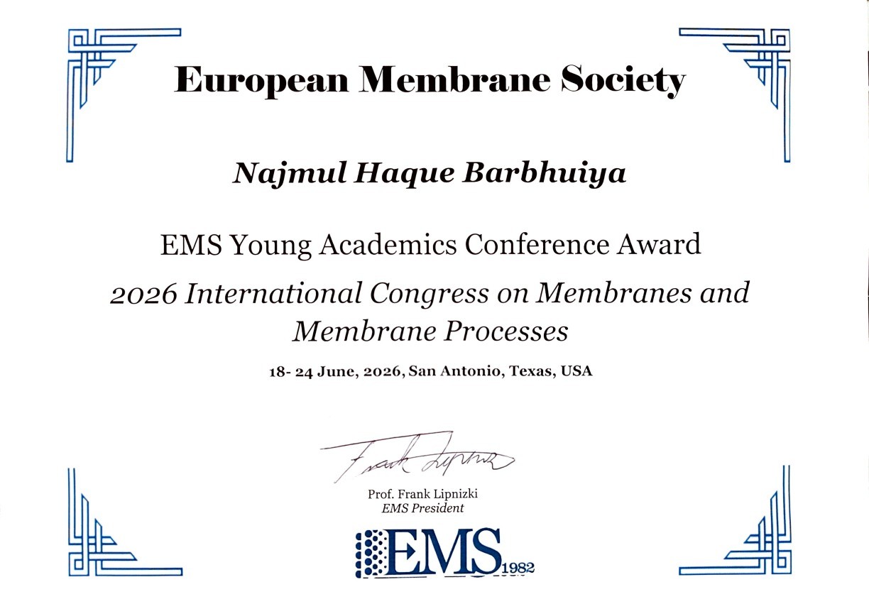 EMS Young Academics Conference Award certificate, ICOM 2026.